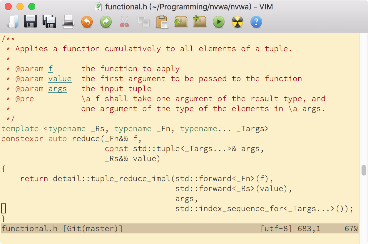 浅色背景下的 gruvbox 效果图 Fig13.6